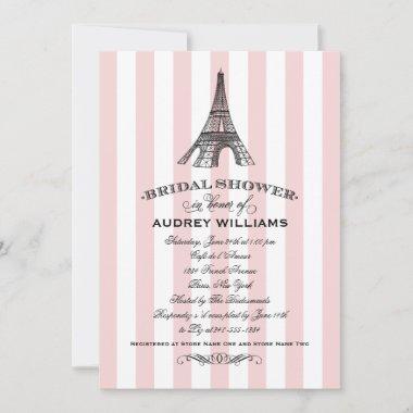 Blush Pink Paris Eiffel Tower Bridal Shower Invitations