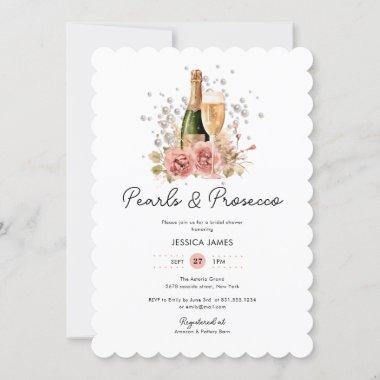 Blush Pink Pearls & Prosecco Bridal Shower Invitations