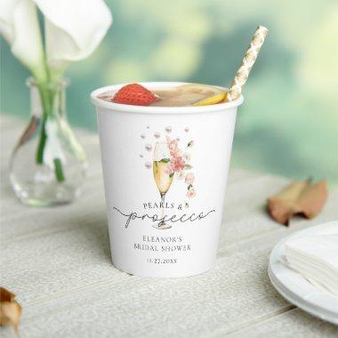 Blush Pink Pearls & Prosecco Bridal Shower Paper Cups