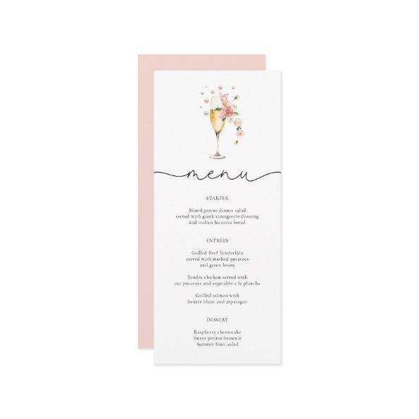 Blush Pink Pearls & Prosecco Wildflower Menu