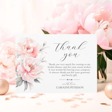 Blush pink peonies Bridal Shower Guests Thank You Invitations