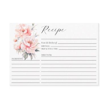 Blush Pink Peonies Floral Bridal Shower RECIPE Enclosure Invitations