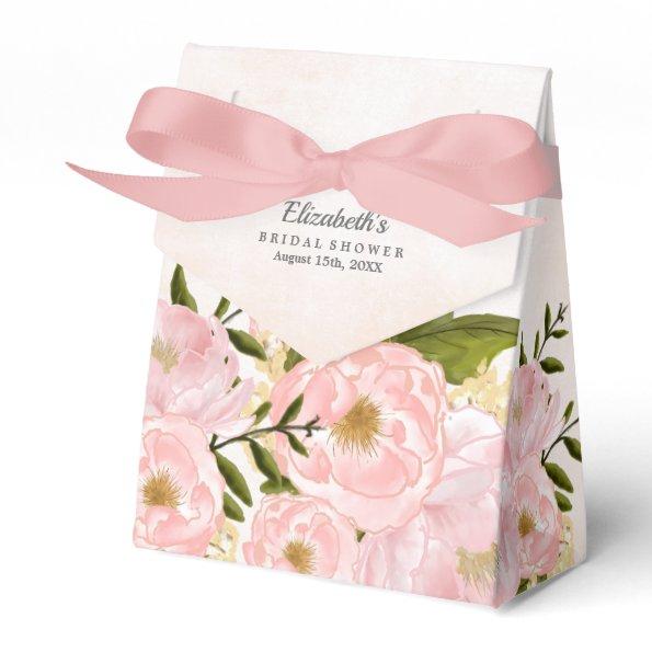 Blush Pink Peonies Watercolor Bridal Shower Favor Box