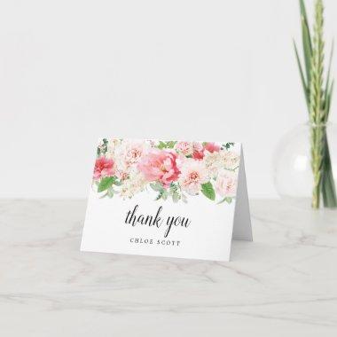 Blush Pink Peony Floral Bridal Shower Photo Thank You Invitations