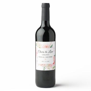 Blush Pink Peony Floral  Wine Label