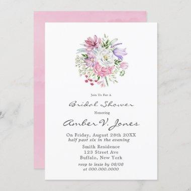 Blush Pink Peony Lavender Tulip Bridal Shower Invitations