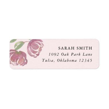 Blush Pink Peony Watercolor Return Address Label