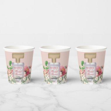 Blush Pink Perfume Bottle Floral  Paper Cups