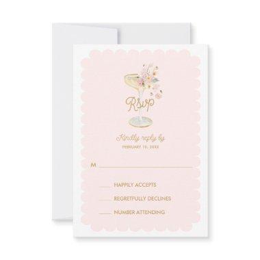 Blush Pink Petals and Prosecco RSVP Card