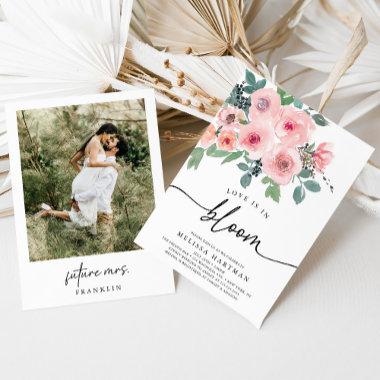 Blush Pink Photo Love Is In Bloom Bridal Shower Invitations