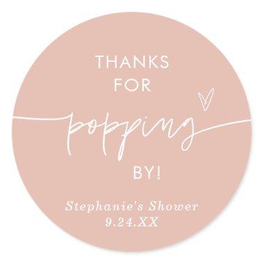 Blush Pink Popcorn Favors, Thanks for Popping By Classic Round Sticker