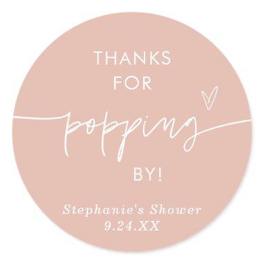 Blush Pink Popcorn Favors, Thanks for Popping By Classic Round Sticker