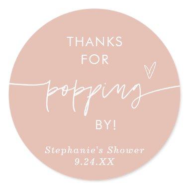 Blush Pink Popcorn Favors, Thanks for Popping By Classic Round Sticker