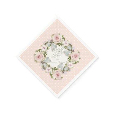 Blush Pink Pretty White Sage Floral Bridal Shower Paper Napkins