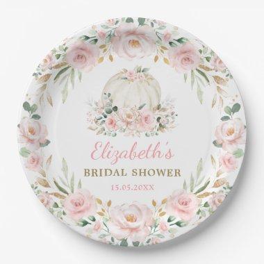 Blush Pink Pumpkin Fall in Love  Paper Plates