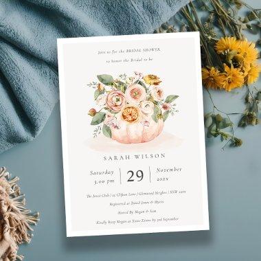 Blush Pink Pumpkin Floral  Invite