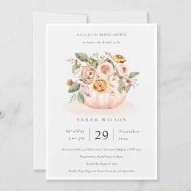 Blush Pink Pumpkin Floral Bridal Shower Invite