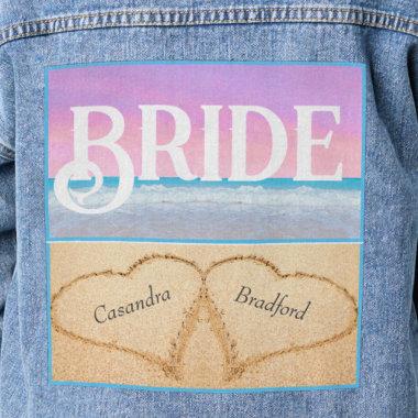 Blush Pink Purple Beach Wedding 2 Heart Bride Denim Jacket