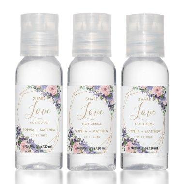 Blush Pink Purple Floral Bridal Wedding Favor Hand Sanitizer