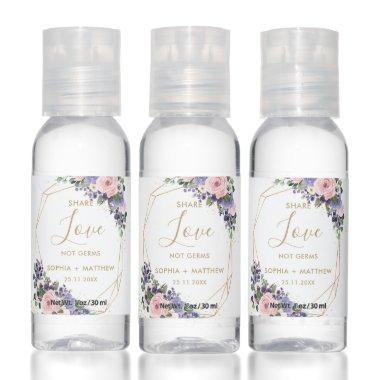 Blush Pink Purple Floral Bridal Wedding Favor Hand Sanitizer