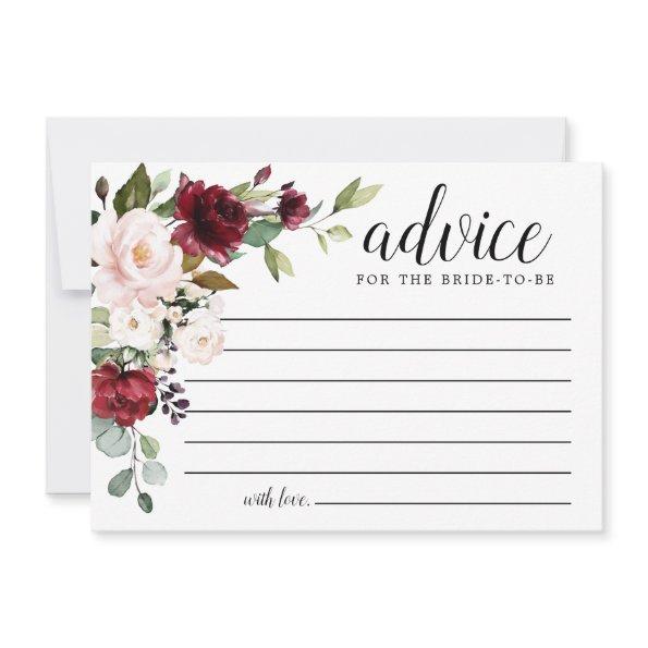 Blush Pink Red Rose Floral Words of Advice Card