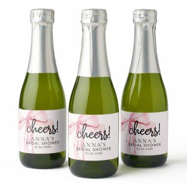Blush Pink Ribbon  Sparkling Wine Label