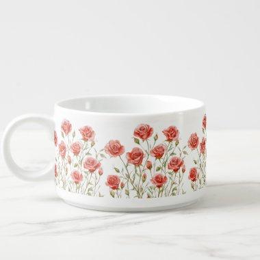 Blush Pink Romantic Red Roses  Bowl