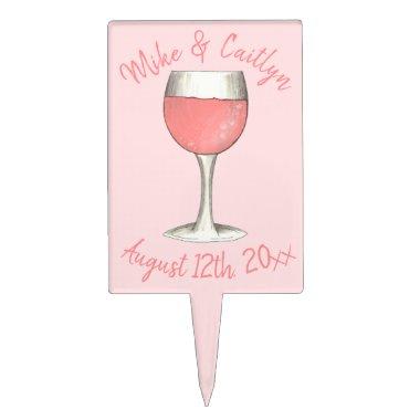 Blush Pink Rose All Day Rosé Wine  Cake Topper