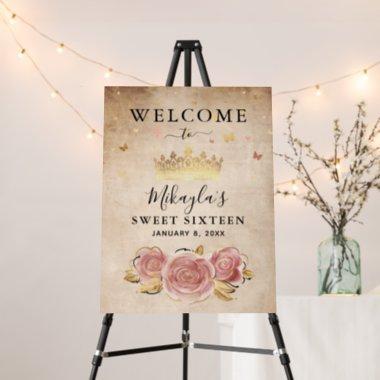 Blush Pink Rose and Gold Elegant Welcome Party Foam Board