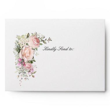 Blush Pink Rose Floral Bridal Shower Envelope