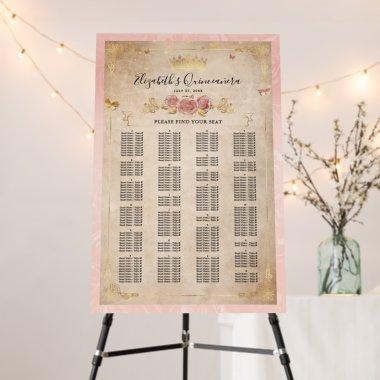 Blush Pink Rose & Gold Alphabetical Seating Chart Foam Board