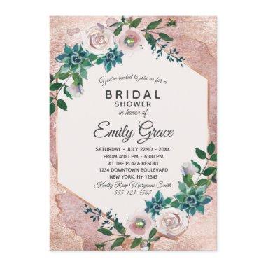 Blush Pink Rose Gold Bridal Shower Invitations