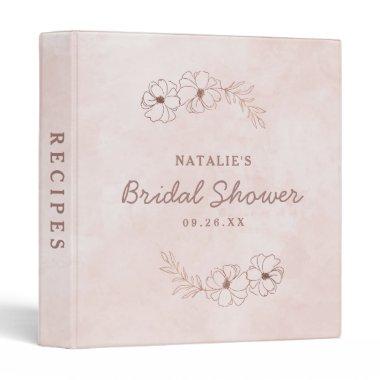 Blush Pink & Rose Gold Bridal Shower Recipe Invitations 3 Ring Binder