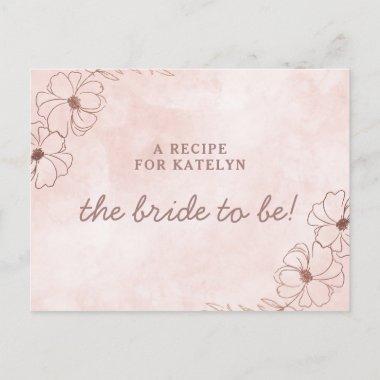 Blush Pink & Rose Gold Bride to Be Recipe Invitations