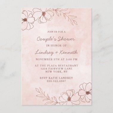 Blush Pink & Rose Gold Couple's Wedding Shower Invitations