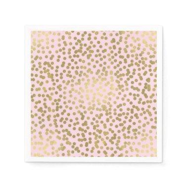 Blush Pink Rose & Gold Dots Confetti Elegant Glam Napkins