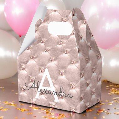 Blush Pink Rose Gold Elegant Vintage Monogram Favor Boxes