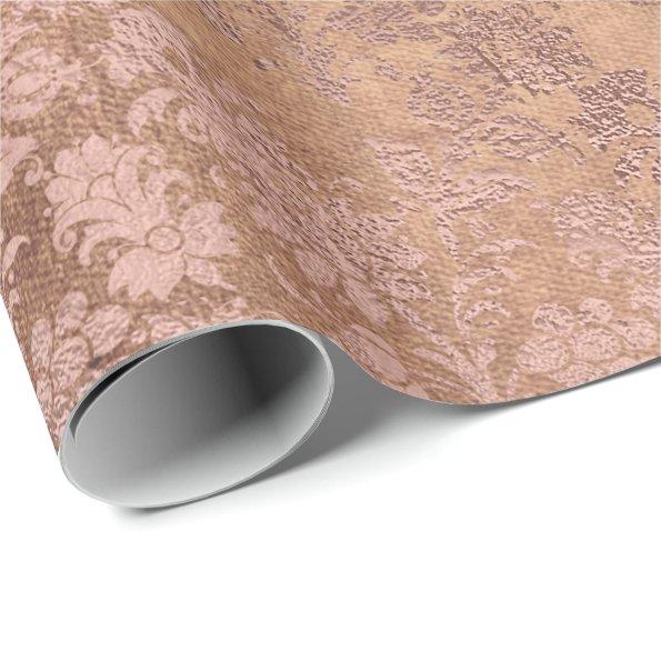 Blush Pink Rose Gold Floral Powder Unique Floral Wrapping Paper