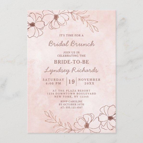 Blush Pink & Rose Gold Foil Bridal Brunch Shower Invitations