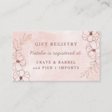 Blush Pink & Rose Gold Foil Shower Gift Registry Enclosure Invitations