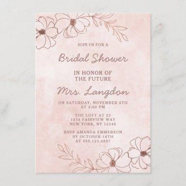 Blush Pink & Rose Gold Foil Wedding Bridal Shower Invitations