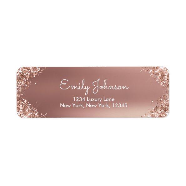 Blush Pink Rose Gold Glitter and Sparkle Label