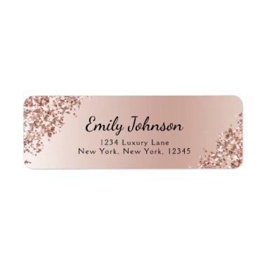 Blush Pink Rose Gold Glitter Sparkle Foil Label