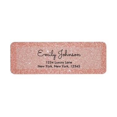 Blush Pink Rose Gold Glitter Wedding Label