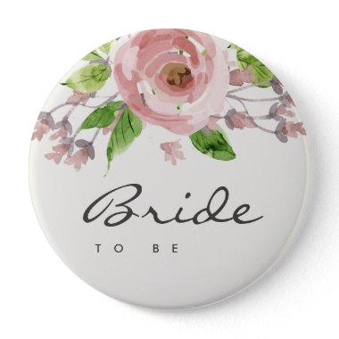 BLUSH PINK ROSE WATERCOLOR FLORAL BRIDE TO BE BUTTON