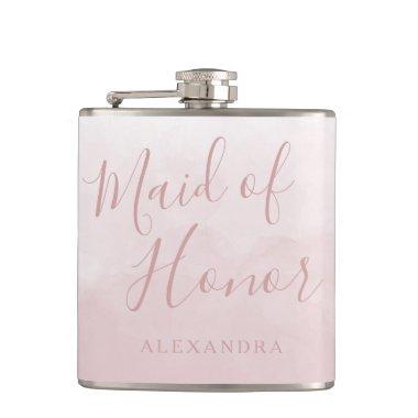 Blush Pink Rose Wedding Maid of Honor Gift Flask