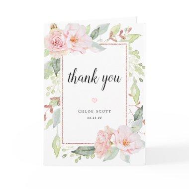 Blush Pink Roses Floral Bridal Shower Thank You