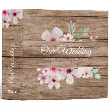Blush Pink Roses NEWLYWEDS WEDDING Couple 3 Ring Binder