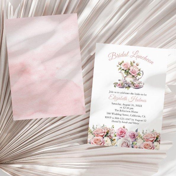 Blush Pink Roses Tea Set Bridal Luncheon