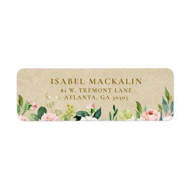 Blush Pink Rustic Floral & Kraft Farmhouse Country Label